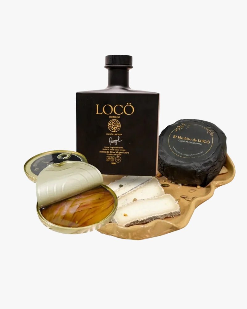 PACK MARIDAJE GOURMET: AOVE LOCÖ ROYAL+ LAS ANCHOAS del CANTÁBRICO de LOCÖ+ EL HECHIZO DE CABRA DE LOCÖ - Aceite LOCÖ
