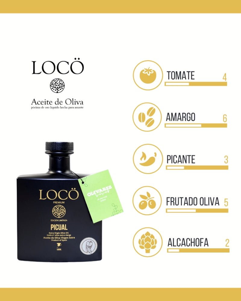 Pack VARIETAL 6 Botellas AOVE LOCÖ PREMIUM - Royal 500ml (3) + Picual 500ml (3) - Cosecha 24 - 25 - Aceite LOCÖ